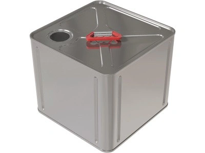 Канистра металл 10л квадратная с ручкой пластик с отверстием под берикап 42мм, арт. КМ-10н без берикапа 42мм, код: 12905