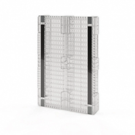 Усиленный перфорированный поддон на трёх полозьях усиленный двумя трубами 1200x800x150 с бортиком 