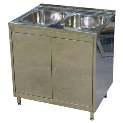 Тумба МТ-2Н с 2-чашечной мойкой 800x600x830 мм Темно-серый