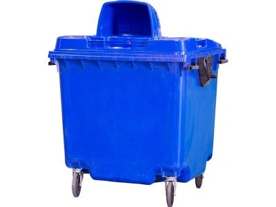 Мусорный контейнер п/э 1100 л. на колёсах, с чёрным капюшоном, в сборе цв. жёлтый (Мусорный контейнер п/э 1 100л. на колёсах, с капюшоном, в сборе цв. ), арт. МКТ-1100 синий в сборе с капюшоном, код: 28595