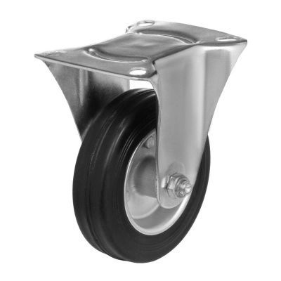 Колесо неповоротное Стелла-техник 4002-100 диаметр 100мм,  грузоподъемность 70кг, резина, металл