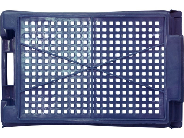 Ящик перфорированный 600×400×200, арт.: 102-У, объём 37, синий, код: 09581