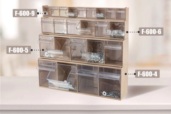 Короб откидной Стелла-техник F-600-4-B, 600х178х206 мм, 4 ячейки, бежевый, прозрачный