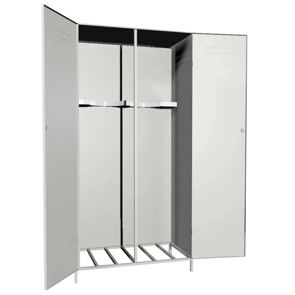 Усиленный шкаф с решетчатым дном для 2х кислородных баллонов 1,2мм 2000x1000x560 мм Светло-серый