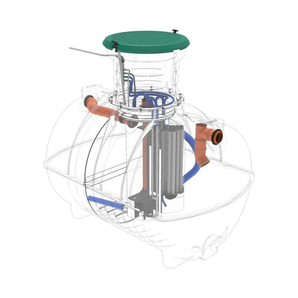 Автономная канализация Rostok Ground 8 Pro с горловиной 600 мм и принудительным отведением стоков 