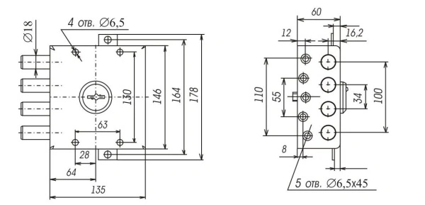 Сенат ЗНСТ 1  б/о 5 кл  [Ит] 036 Замок накладной тяж (6)