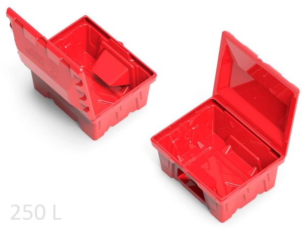 Ящик 250 литров с дозатором красный