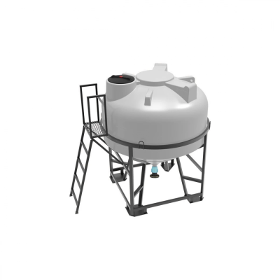 Емкость ЦКТ 3000 л с патрубком 90мм с фланцем под плотность до 1,2 г/см³ белая в обрешетке с лестницей