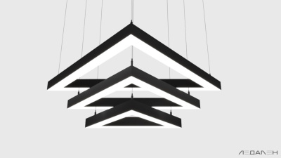 Треугольный светильник TRIANGOLO TRIO 4000K 150W, корпус черный