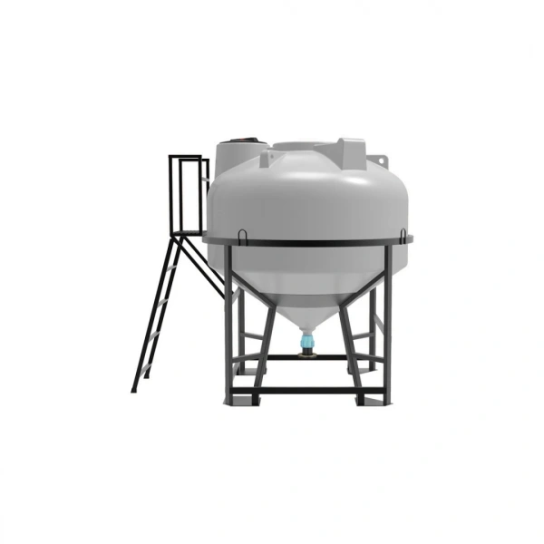 Емкость ЦКТ 3000 л с патрубком 160мм с фланцем белая в обрешетке с лестницей