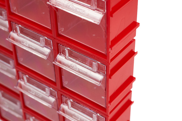 Короб откидной Стелла-техник F-70-1А , 70х60х76мм, красный, прозрачный