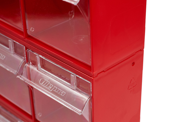 Короб откидной Стелла-техник F-300-3 , 300х96х112мм, красный, прозрачный